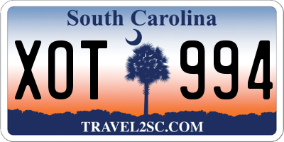 SC license plate XOT994