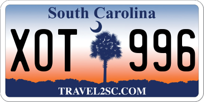 SC license plate XOT996