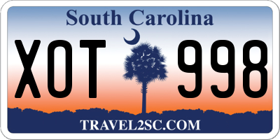 SC license plate XOT998