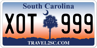 SC license plate XOT999