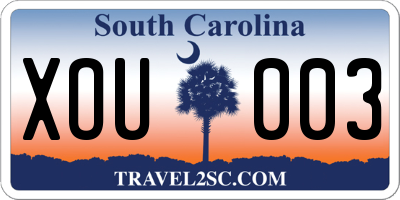 SC license plate XOU003