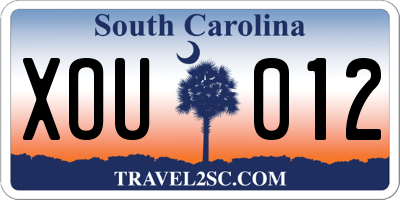 SC license plate XOU012