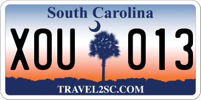 SC license plate XOU013