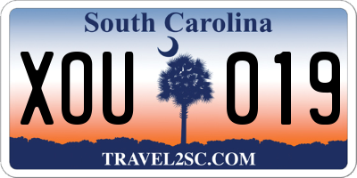 SC license plate XOU019