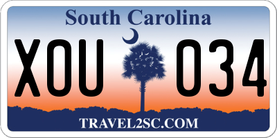 SC license plate XOU034