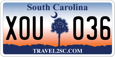 SC license plate XOU036