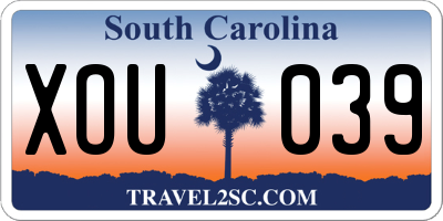 SC license plate XOU039