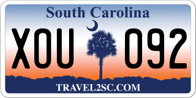 SC license plate XOU092