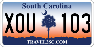 SC license plate XOU103