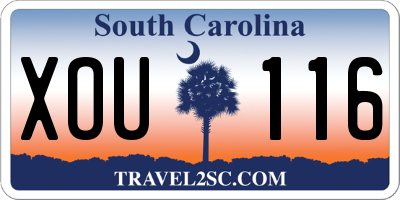 SC license plate XOU116