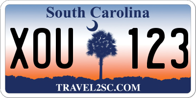 SC license plate XOU123