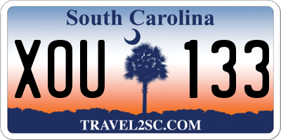 SC license plate XOU133