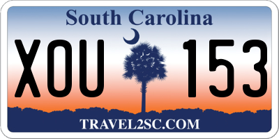 SC license plate XOU153