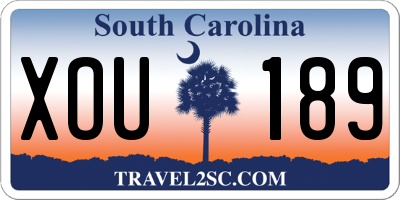 SC license plate XOU189