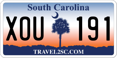 SC license plate XOU191