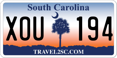 SC license plate XOU194