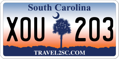 SC license plate XOU203