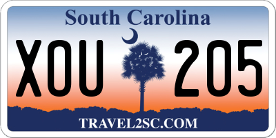 SC license plate XOU205