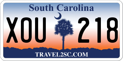 SC license plate XOU218