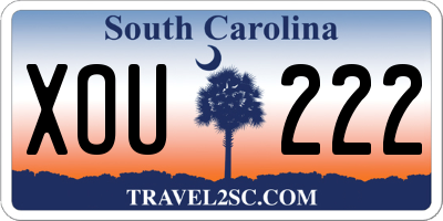 SC license plate XOU222