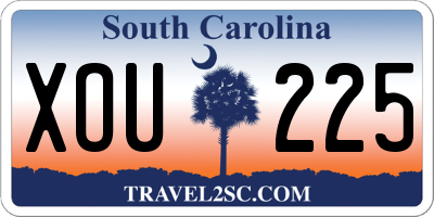SC license plate XOU225