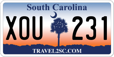 SC license plate XOU231
