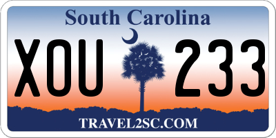 SC license plate XOU233