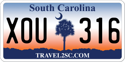 SC license plate XOU316