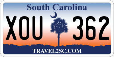 SC license plate XOU362