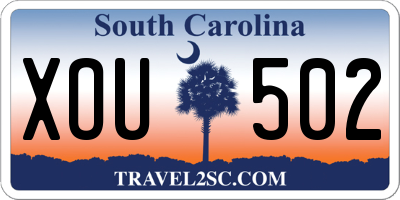 SC license plate XOU502