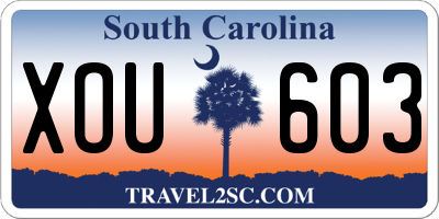 SC license plate XOU603