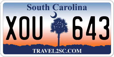 SC license plate XOU643