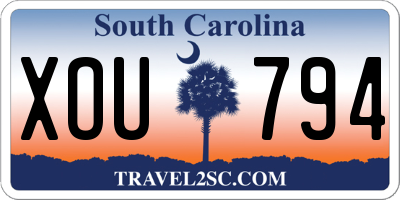 SC license plate XOU794