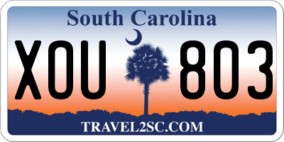 SC license plate XOU803