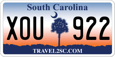 SC license plate XOU922