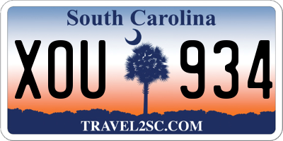 SC license plate XOU934