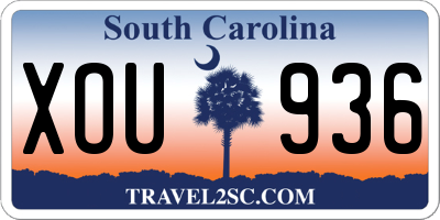 SC license plate XOU936