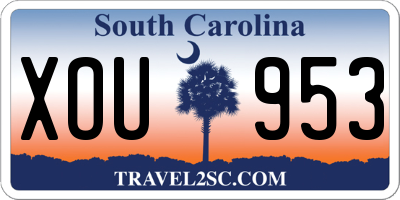 SC license plate XOU953