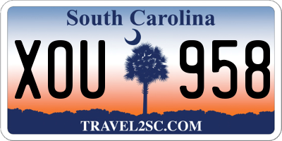 SC license plate XOU958