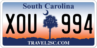SC license plate XOU994