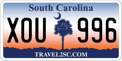 SC license plate XOU996