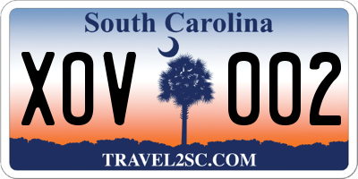 SC license plate XOV002