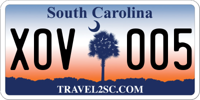 SC license plate XOV005
