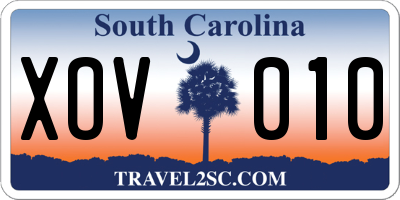 SC license plate XOV010
