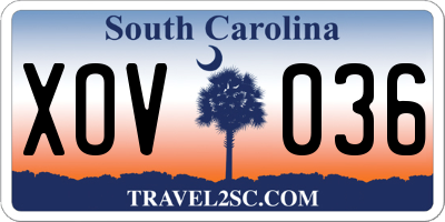 SC license plate XOV036