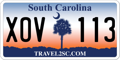 SC license plate XOV113