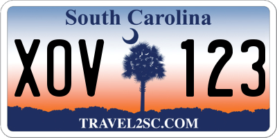SC license plate XOV123