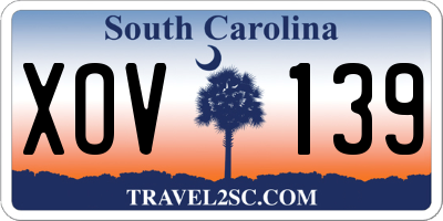 SC license plate XOV139