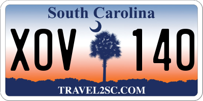 SC license plate XOV140