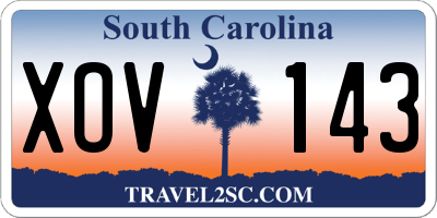 SC license plate XOV143